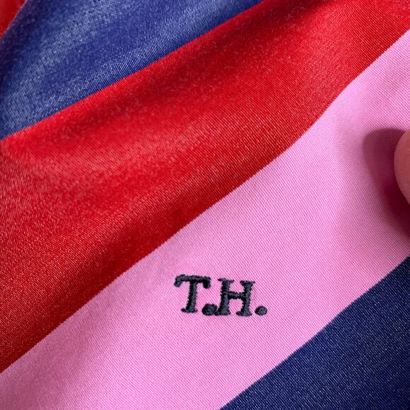 Tommy Hilfiger Blue Pink Red Striped Button Up Shirt Sz Medium - Picture 9 of 9